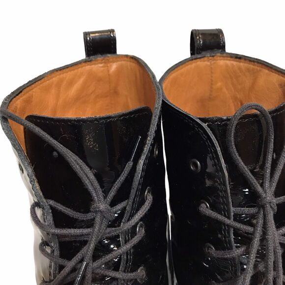 Salvatore Ferragamo Vintage Patent Leather‎ Boots Lace Up Size 8 B - Picture 5 of 12